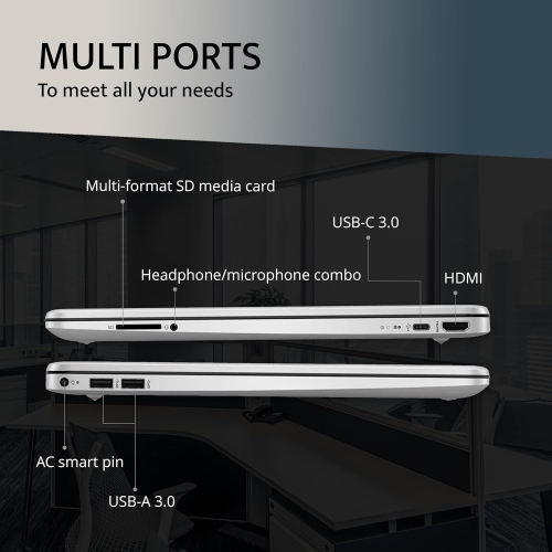 HP 15.6" FHD Laptop, Intel Core i3-1215U, 256GB PCIe SSD, 8GB RAM, Intel UHD Graphics, Numeric Keypad, HD Camera, WiFi, Bluetooth, Windows 11,