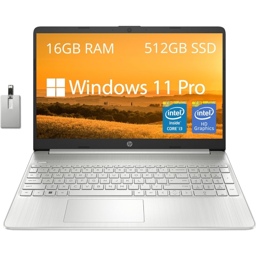 HP 15.6" FHD Business Laptop, Intel Core i3-1215U, 512GB PCIe SSD, 16GB DDR4 RAM, Intel UHD Graphics, Numpad, Fingerprint Reader, Silver, Win 11 Pro,