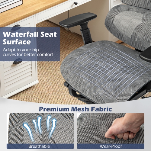 Costway Mesh Office Chair Executive Chair with 90°-120° Tilting Backrest Lumbar Support