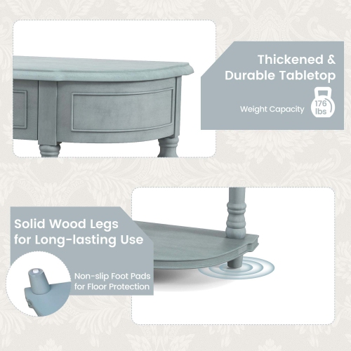 Costway 52" Long Sofa Table with 2 Drawers & Open Shelf Retro Console Table with Storage