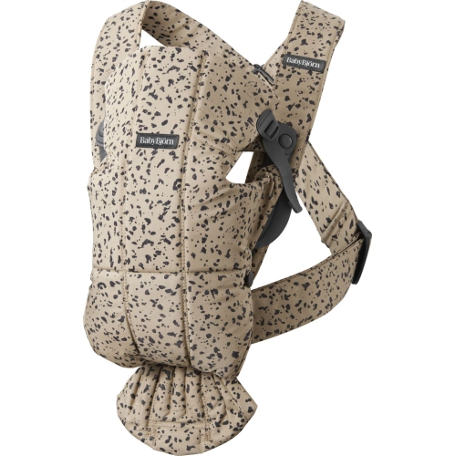 BabyBjorn Baby Carrier Mini in Woven Fabric - Beige/Dark Grey Print