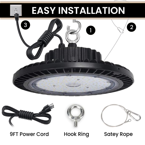 120-347V LED UFO High Bay Light, 240W 33600LM 5000K Daylight, LED Round Highbay Light, 0-10V Dimmable Commercial LED Shop Light, IP65 Waterproof cUL