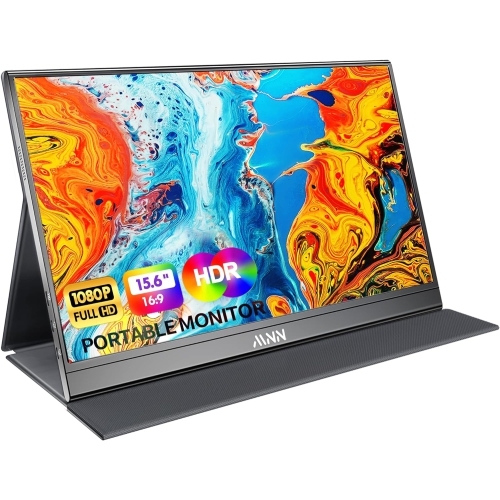 MNN Portable Monitor 15.6inch FHD 1080P Laptop Monitor USB C HDMI Gaming Ultra-Slim IPS Display w/Smart Cover & Speakers