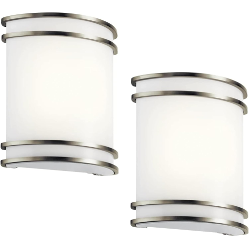 STRAK  Wall Sconce Nickel Brushed Dimmable 12W 3Cct Color Adjustable Wall Sconces, Modern Wall Mounted Sconces Wall Lighting \w Glass Shade Luminaire