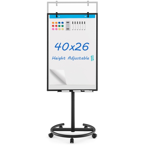 Costway Mobile Whiteboard 40" x 26" Height Adjustable Magnetic Dry Erase Board with Stand