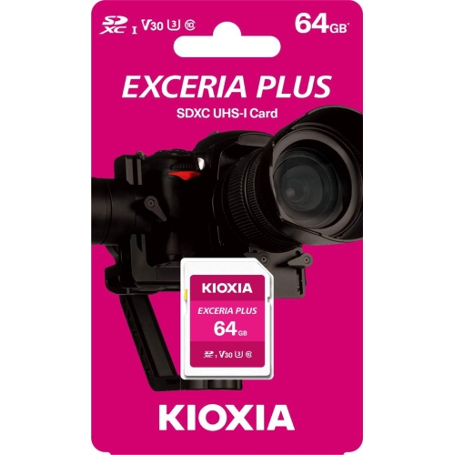Kioxia 64GB Exceria Plus SD Memory Card SDXC UHS-I U3 Class 10 V30 4K Video Recording LNPL1M064GG4