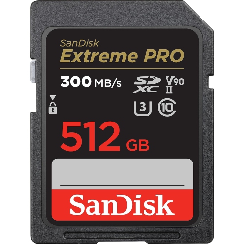 SanDisk 512GB Extreme PRO SDXC UHS-II Memory Card - C10, U3, V90, 8K, 4K, Full HD Video, SD Card - SDSDXDK-512G-GN4IN