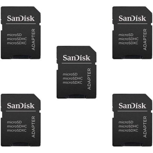 5 Pack -Sandisk MicroSD MicroSDHC to SD SDHC Adapter. Works with Memory Cards up to 32GB Capacity.