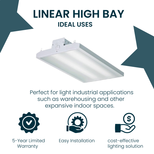 2FT LED Linear High Bay Lights Dimmable, 105W/85W/65W Power Selectable, 135LM/W, 4000K/5000K CCT Adjustable, Includes V Hooks, 10ft Cord, Ideal for