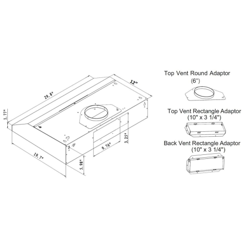 CROWN 30" 800 CFM Powerful Stainless Steel Under Cabinet Range Hood - Ultra Quiet Design with Adjustable Speed Control - Stylish & Efficient Kitchen