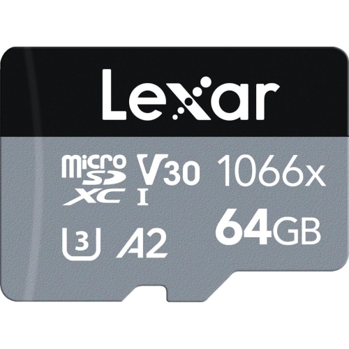 Lexar Professional 1066x 64GB microSDXC UHS-I Card w/SD Adapter Silver Series, Up to 160MB/s Read LMS1066064G-BNANG