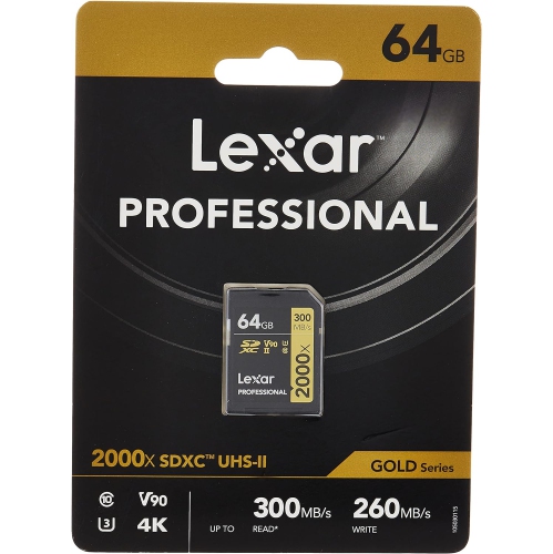 Lexar Professional 64GB SDXC 2000X UHS II Read 300mb Write 260mb 4K Memory Card