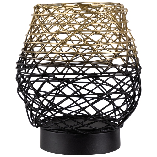 Small Woven Ombre Iron Votive Candle Holder - 6.25" - Black and Gold