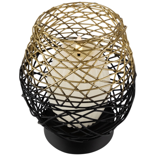 Small Woven Ombre Iron Votive Candle Holder - 6.25" - Black and Gold