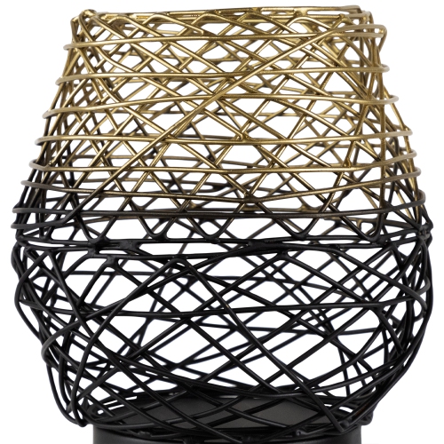 Small Woven Ombre Iron Votive Candle Holder - 6.25" - Black and Gold