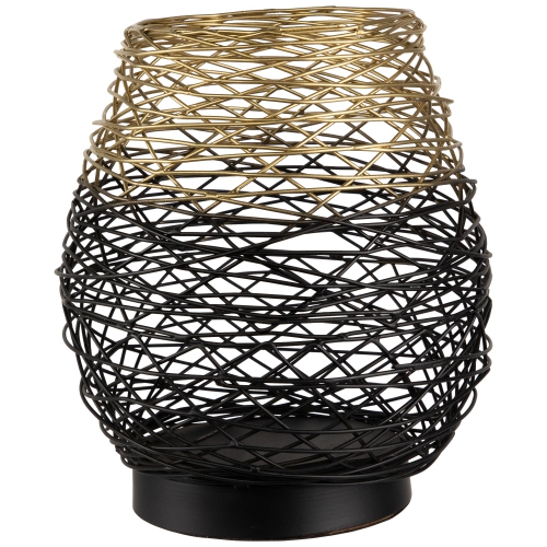 NORTHLIGHT  Large Woven Ombre Iron Pillar Candle Holder - 8.5" - And Gold In Black
