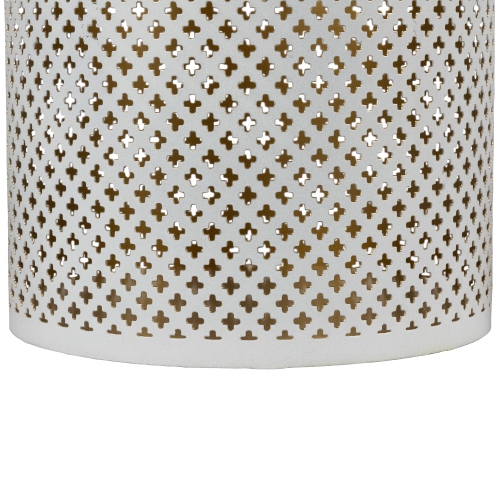 Laser-Cut Iron Candle Holders with Handles - 10" - White and Gold - Set of 3
