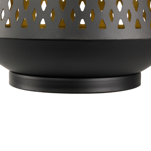 Large Laser-Cut Votive Candle Holder - 11" - Black and Gold Finish