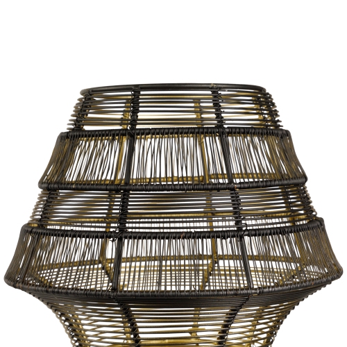 Large Woven Iron Pillar Candle Holder with Wood Base - 9.25" - Black