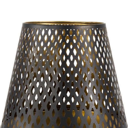 Small Laser-Cut Pillar Candle Holder - 9" - Black and Gold Finish