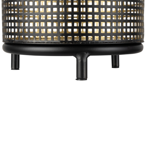 Iron Grid Pillar Candle Holders - 12" - Black and Gold Finish - Set of 3