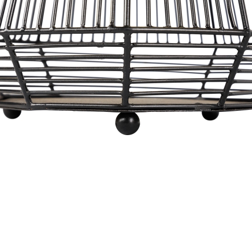 Large Geometric Iron Hurricane Candle Lantern - 11.25" - Black