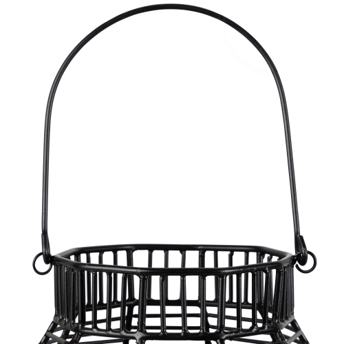 Large Geometric Iron Hurricane Candle Lantern - 11.25" - Black