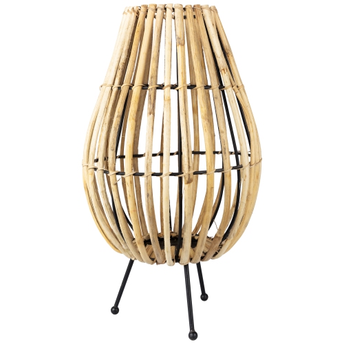 Rattan and Iron Pillar Candle Holder - 17" - Natural Rattan