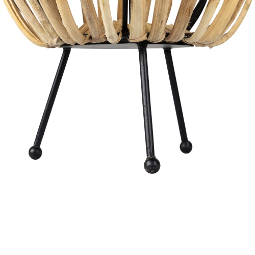 Rattan and Iron Pillar Candle Holder - 17" - Natural Rattan