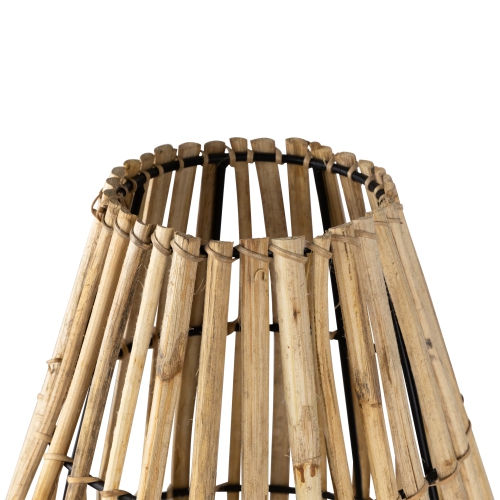 Rattan and Iron Pillar Candle Holder - 17" - Natural Rattan