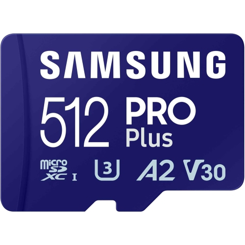 Samsung PRO Plus microSD Card + SD Adapter 512GB for Mobile Gaming on Smartphones, Tablets and Handheld Consoles, UHS-I U3, Full HD & 4K UHD, 180MB/s