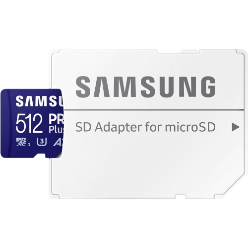 Samsung PRO Plus microSD Card + SD Adapter 512GB for Mobile Gaming on Smartphones, Tablets and Handheld Consoles, UHS-I U3, Full HD & 4K UHD, 180MB/s
