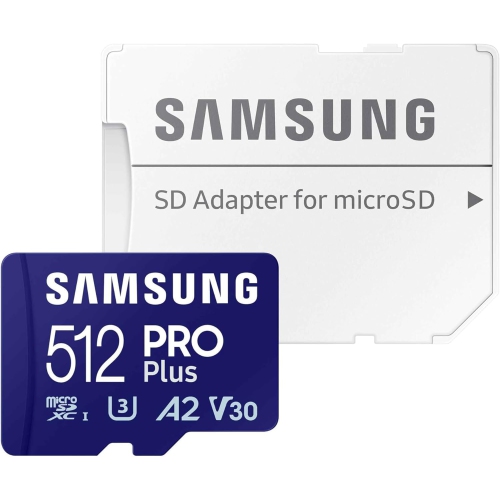 Samsung PRO Plus microSD Card + SD Adapter 512GB for Mobile Gaming on Smartphones, Tablets and Handheld Consoles, UHS-I U3, Full HD & 4K UHD, 180MB/s