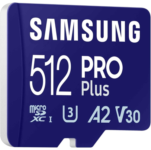 Samsung PRO Plus microSD Card + SD Adapter 512GB for Mobile Gaming on Smartphones, Tablets and Handheld Consoles, UHS-I U3, Full HD & 4K UHD, 180MB/s