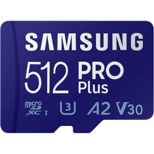 SAMSUNG  Pro Plus Microsd Memory Card + Adapter, 512GB Microsdxc, Up to 180 Mb/s, Full HD & 4K Uhd, Uhs-I, C10, U3, V30, A2 for Android Phones Memory card