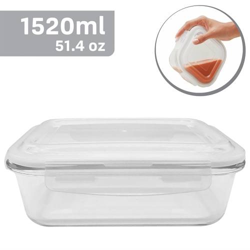 EraWare - Set of 2 Borosilicate Glass Containers, Airtight and Leak-proof, Oven Safe, 1520 ml