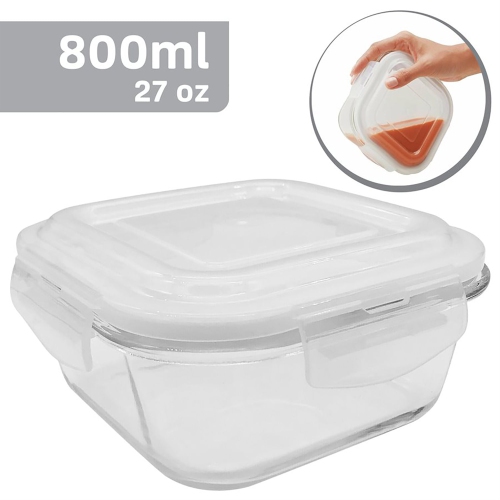 EraWare - Set of 3 Borosilicate Glass Containers, Airtight and Leak-proof, Oven Safe, 800 ml