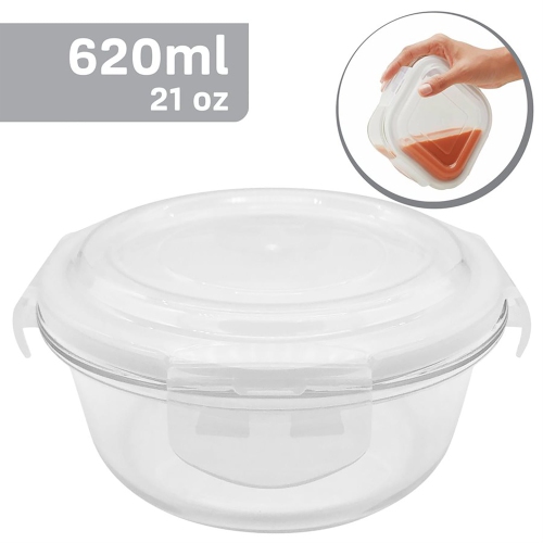 EraWare - Set of 3 Borosilicate Glass Containers, Airtight and Leak-proof, Oven Safe, 620 ml