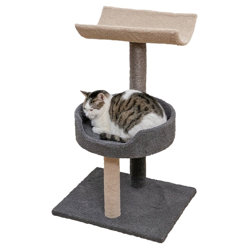 ANIMOOOS  - 3-Tier Carpeted Cat Tree, 30" Height And Beige In Gray