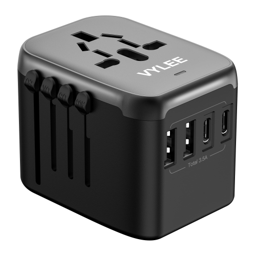 Universal International Power Travel Plug Adapter, 5 in 1 European Travel Adapter W/ 3.5A 2xUSB-A and 2xUSB C Wall Charger and Worldwide AC Outlet