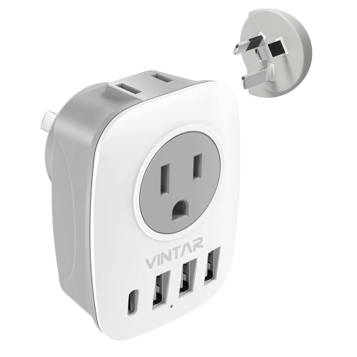 Canada to Australia Plug Adapter,Adapter with 1 USB C, 2 American Outlets and 3 USB Ports, 6 in 1 International Power Adapter for US to Australia,