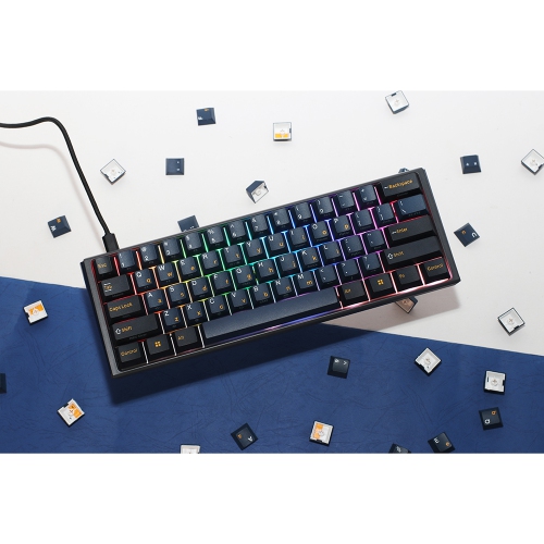 Ducky ONE 3 Pro Nazca Line RGB Hot-Swappable Mechanical Gaming Keyboard Cherry MX2A Silver Mini Layout, Black