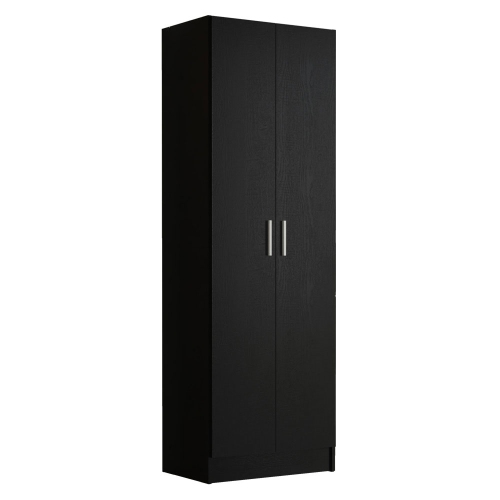 Image 1 de 6.. Armoire garde-robe moderne avec armoire de rangement à 2 portes et 5 tablettes utilitaires en bois de 23&nbsp;po de long Madesa - Noir
