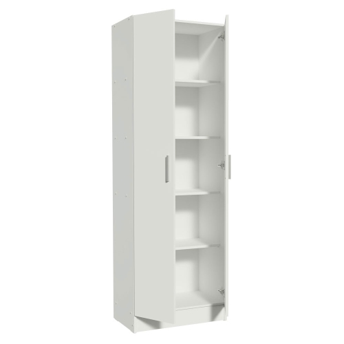 Madesa Modern Pantry Storage Cabinet Armoire Closet with 2 Doors and 5 Utility Shelves 23"L Wooden Organization Unit - White