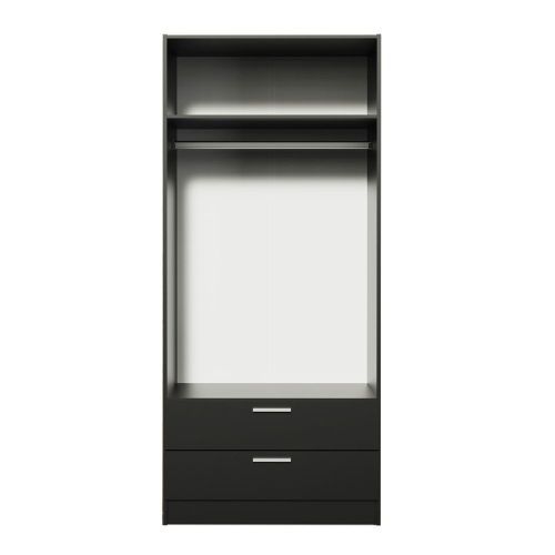 Madesa 2 Door 2 Drawer Spacious Storage Cabinet Wardrobe with Shelf and Hanging Space 31"L Wooden Armoire Closet Modern Organization Unit for Bedroom