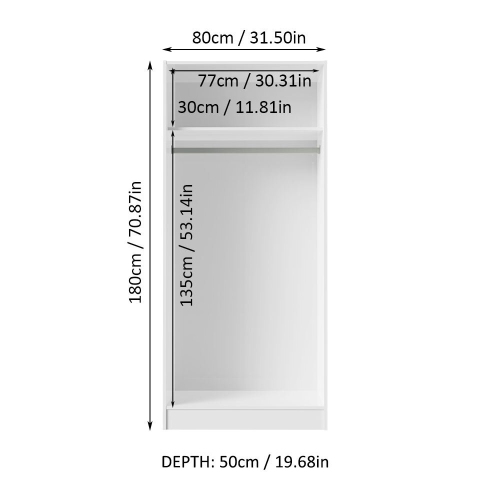 Madesa 2 Door Storage Cabinet with Ample Shelf Space 31"L Utility Armoire Closet Modern Entryway and Bedroom Organization Unit - White