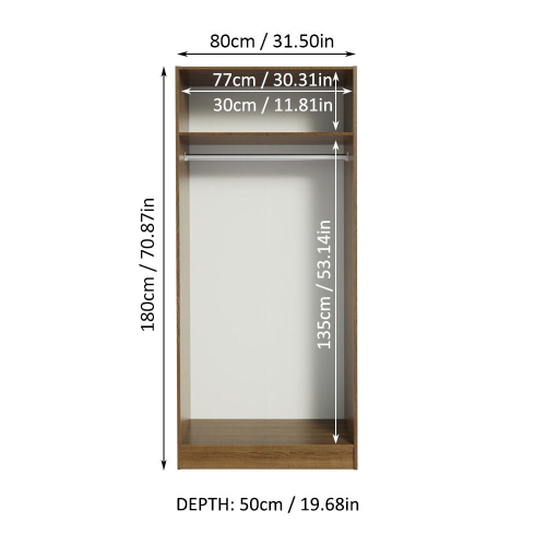 Madesa 2 Door Storage Cabinet with Ample Shelf Space 31"L Utility Armoire Closet Modern Entryway and Bedroom Organization Unit - Brown