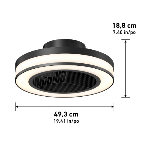 Artika Ceiling Fan with LED Light- Black