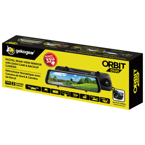 Caméra de tableau de bord HD intégrale 1080p Orbit D100 de GekoGear écran tactile 9,7 po et caméra arrière