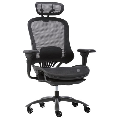 TygerClaw High Back Mesh Chair with Adjustable Arms - Black